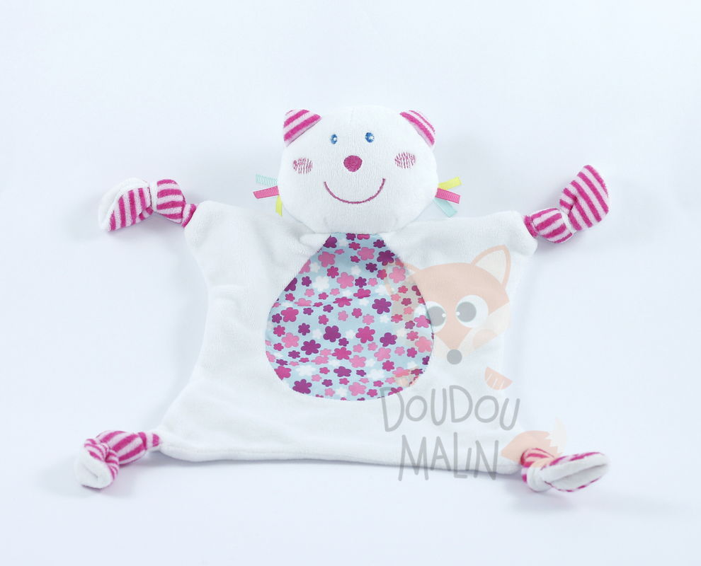 Ptit bisou by  plat chat blanc rose violet fleur 